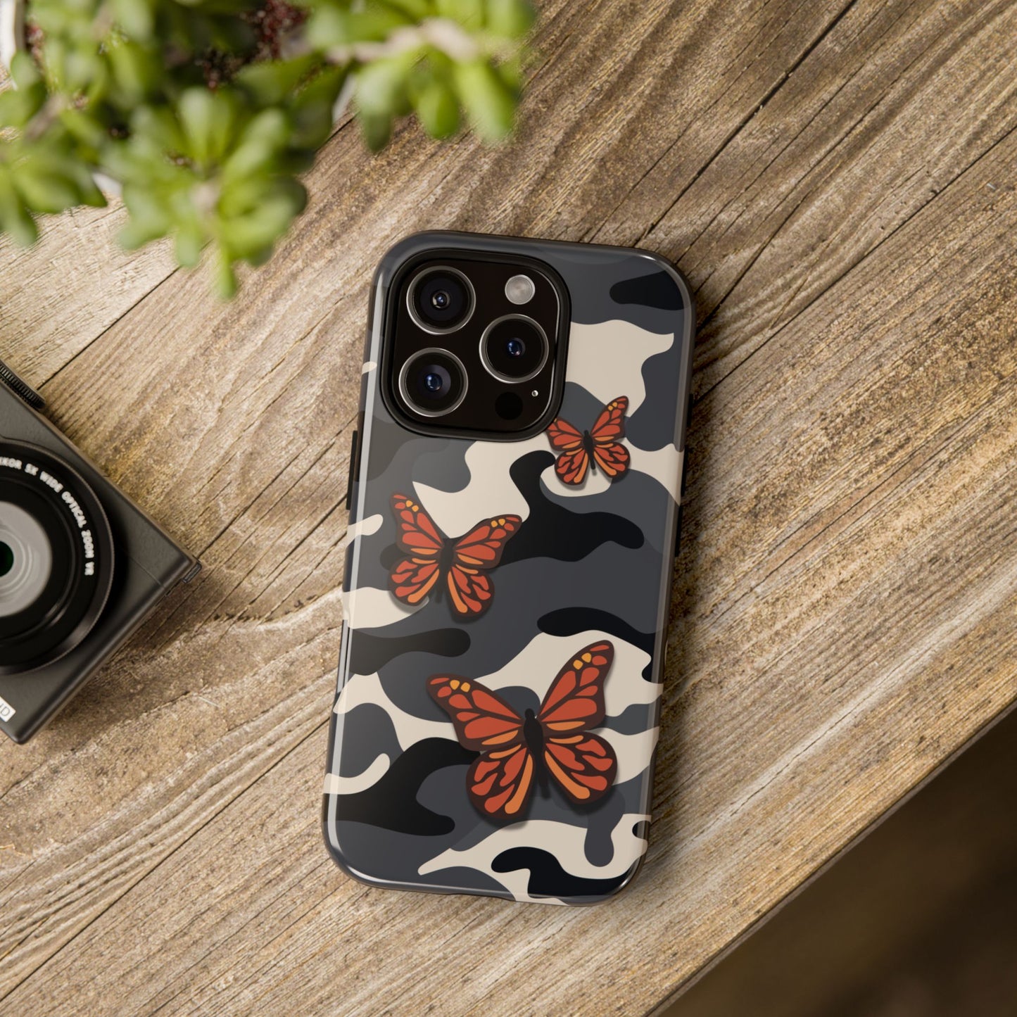 Phone Case - Black & Orange Butterfly Camo Phone Case
