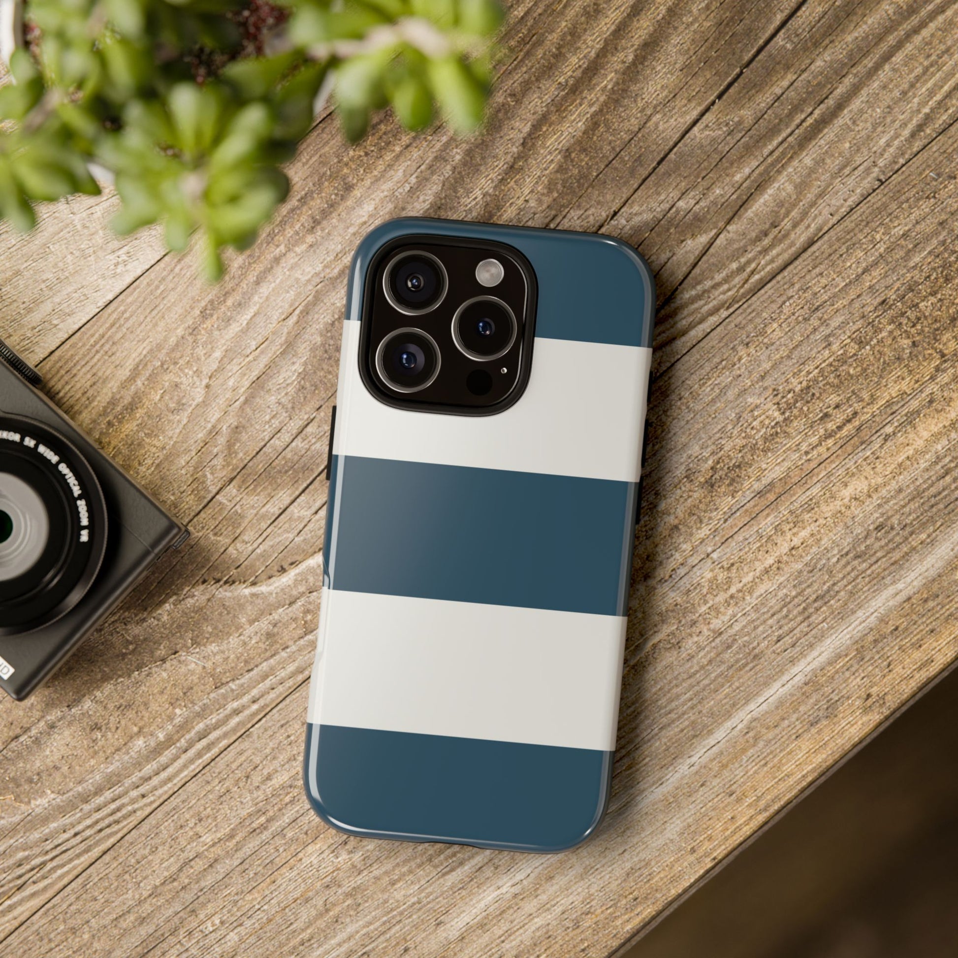 Phone Case - Blue & White Horizontal Stripe Pattern Phone Case