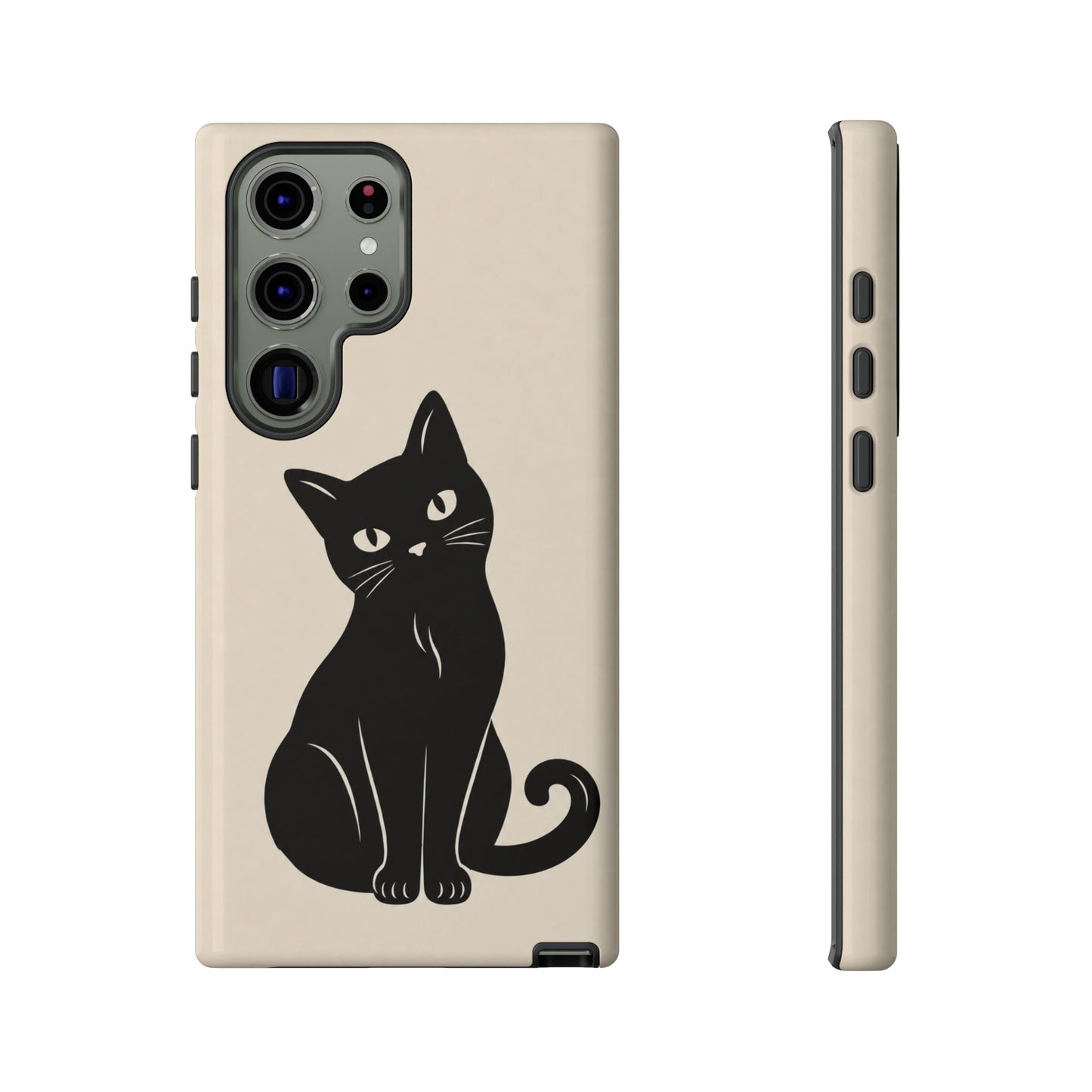 Minimalist Cream & Black Cat Phone Case