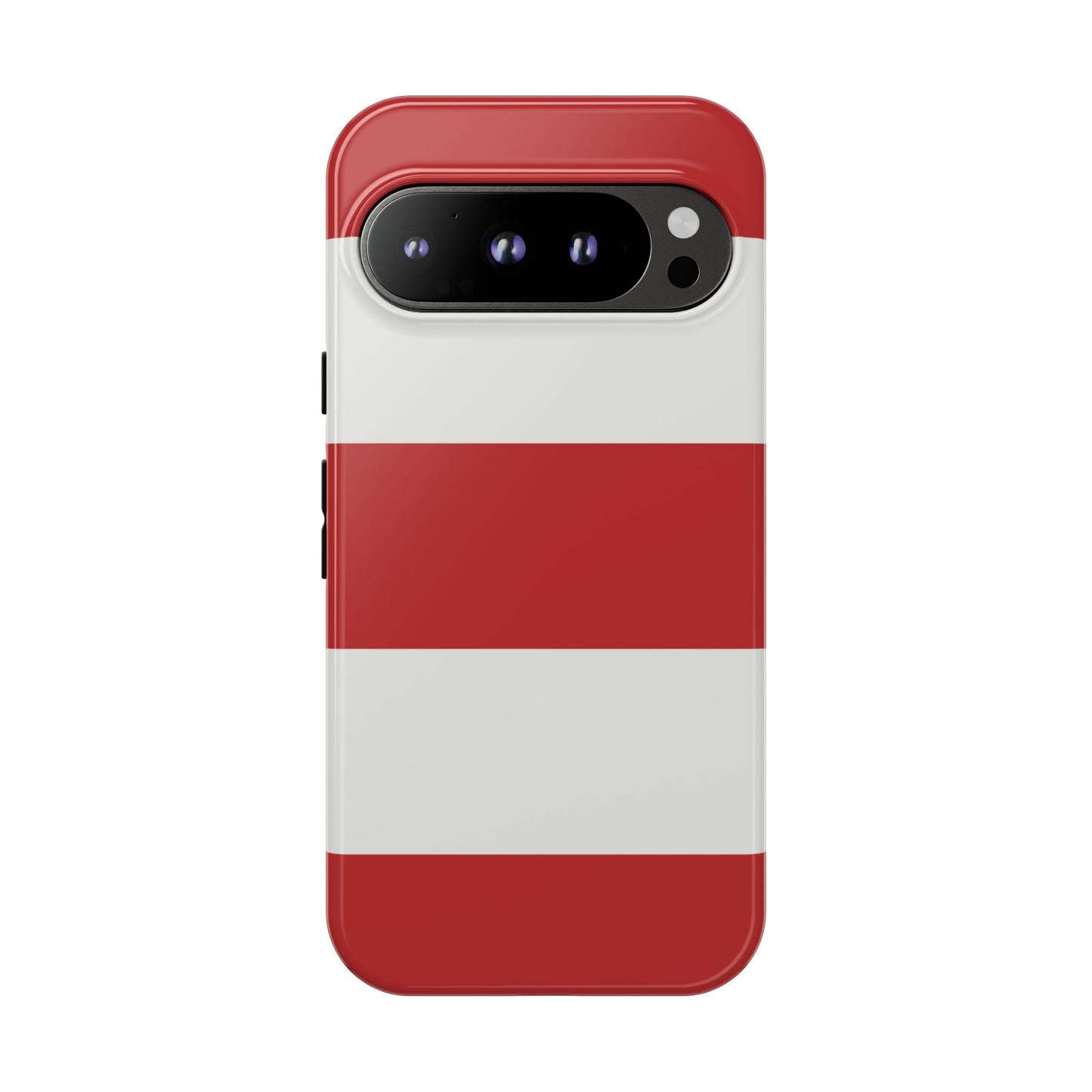 Google Pixel 9 Pro / Glossy Phone Case - Red & White Horizontal Stripe Pattern Phone Case