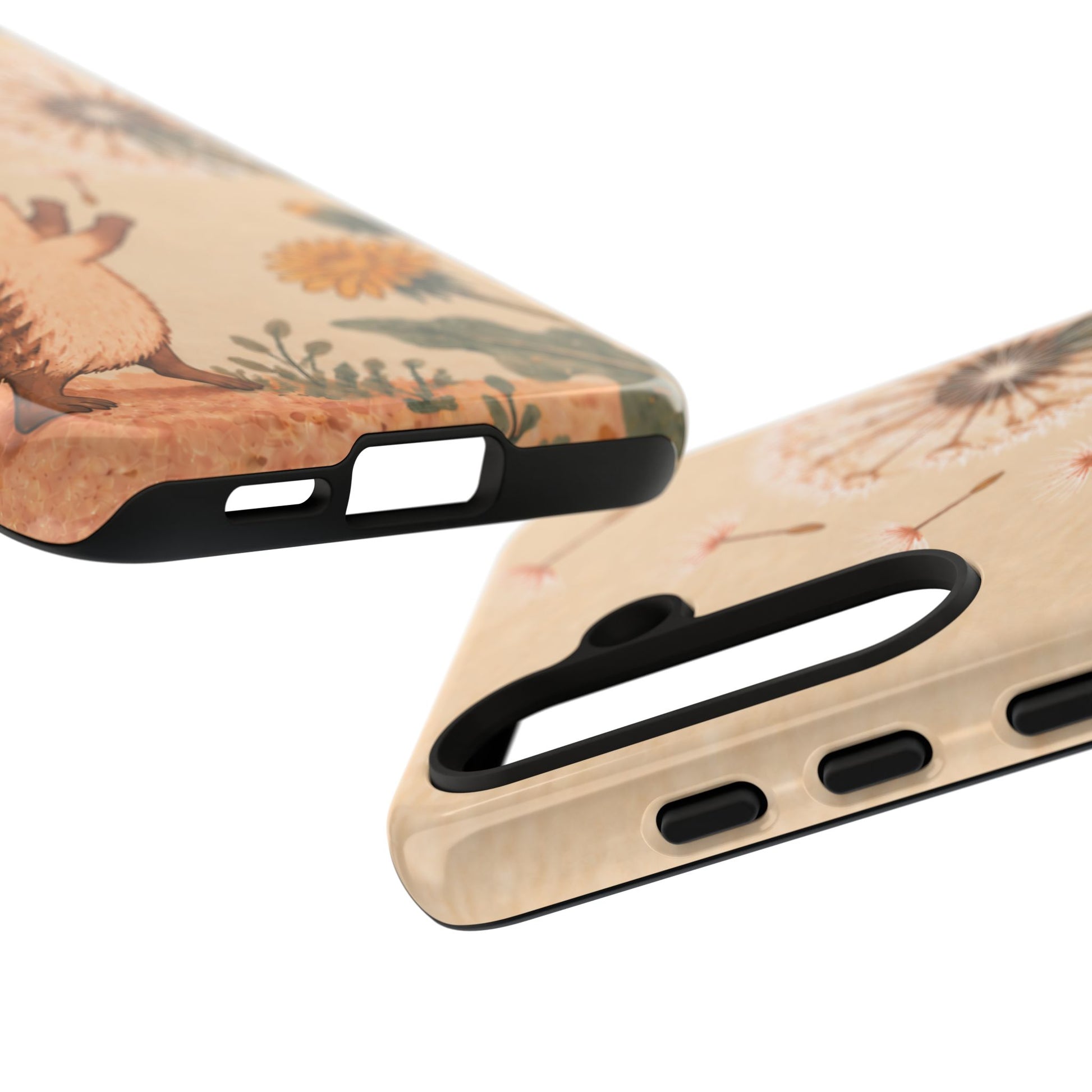 Whimsical Cream Hedgehog and Dandelion Phone Case - White Phone Case