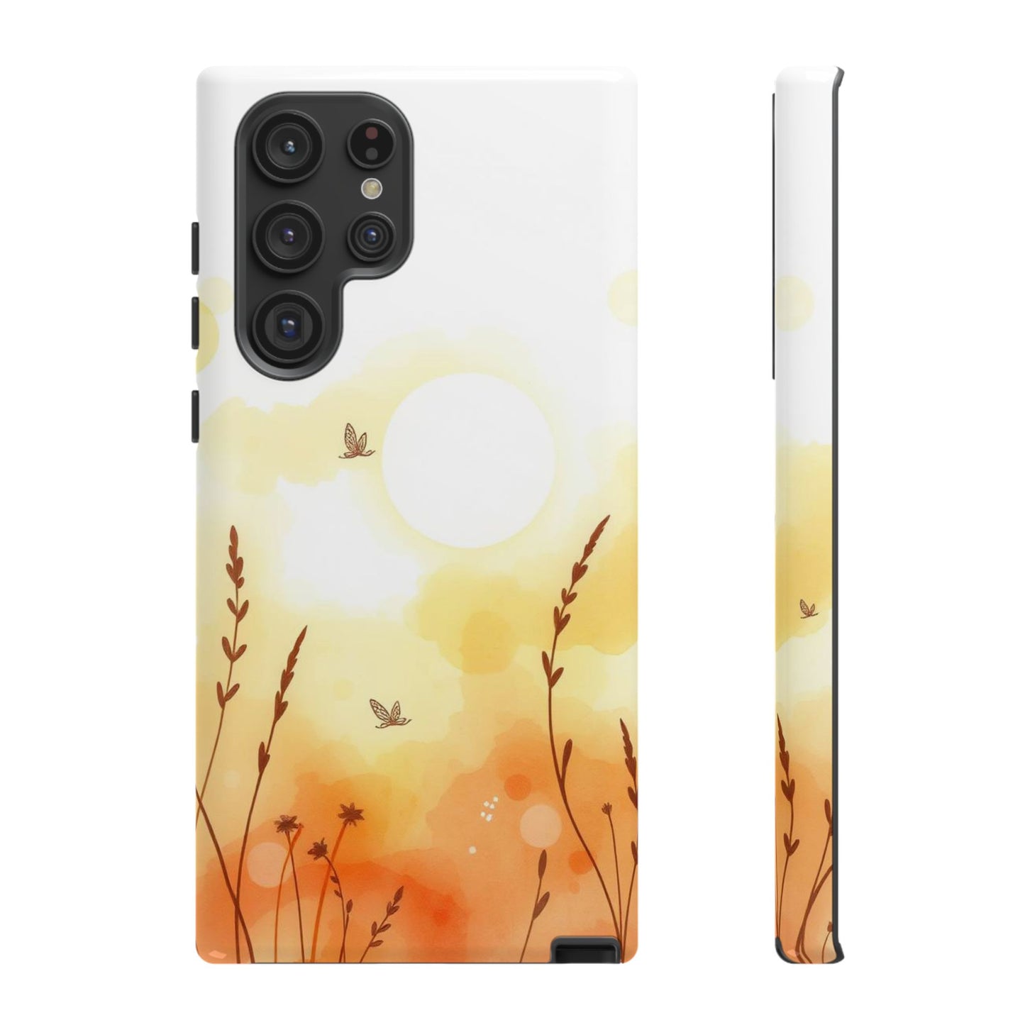Samsung Galaxy S22 Ultra / Glossy Phone Case - Boho Chic Watercolour Wildflower Pattern Phone Case