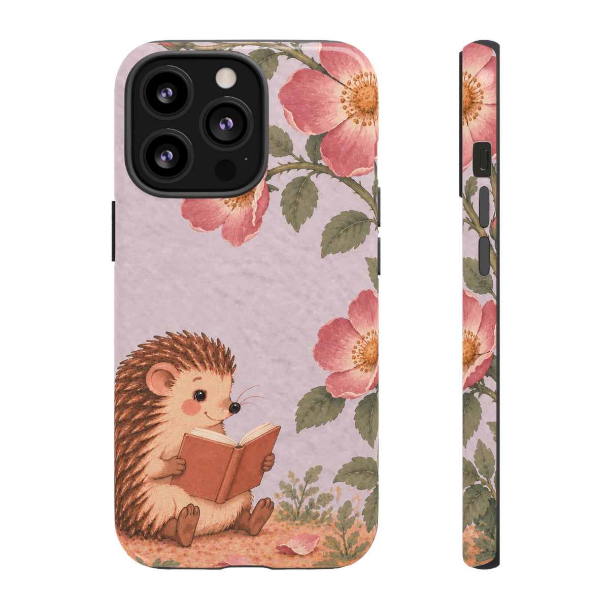 Whimsical Lilac Hedgehog and Wild Rose Phone Case - Purple Phone Case - iPhone 13 Pro / Glossy