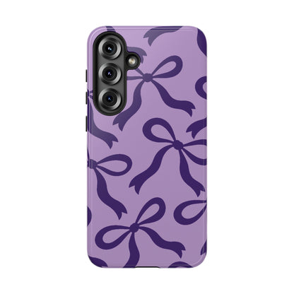 Bold Lilac and Deep Purple Bow Pattern Phone Case - Purple Phone Case - Samsung Galaxy S25 Plus / Glossy