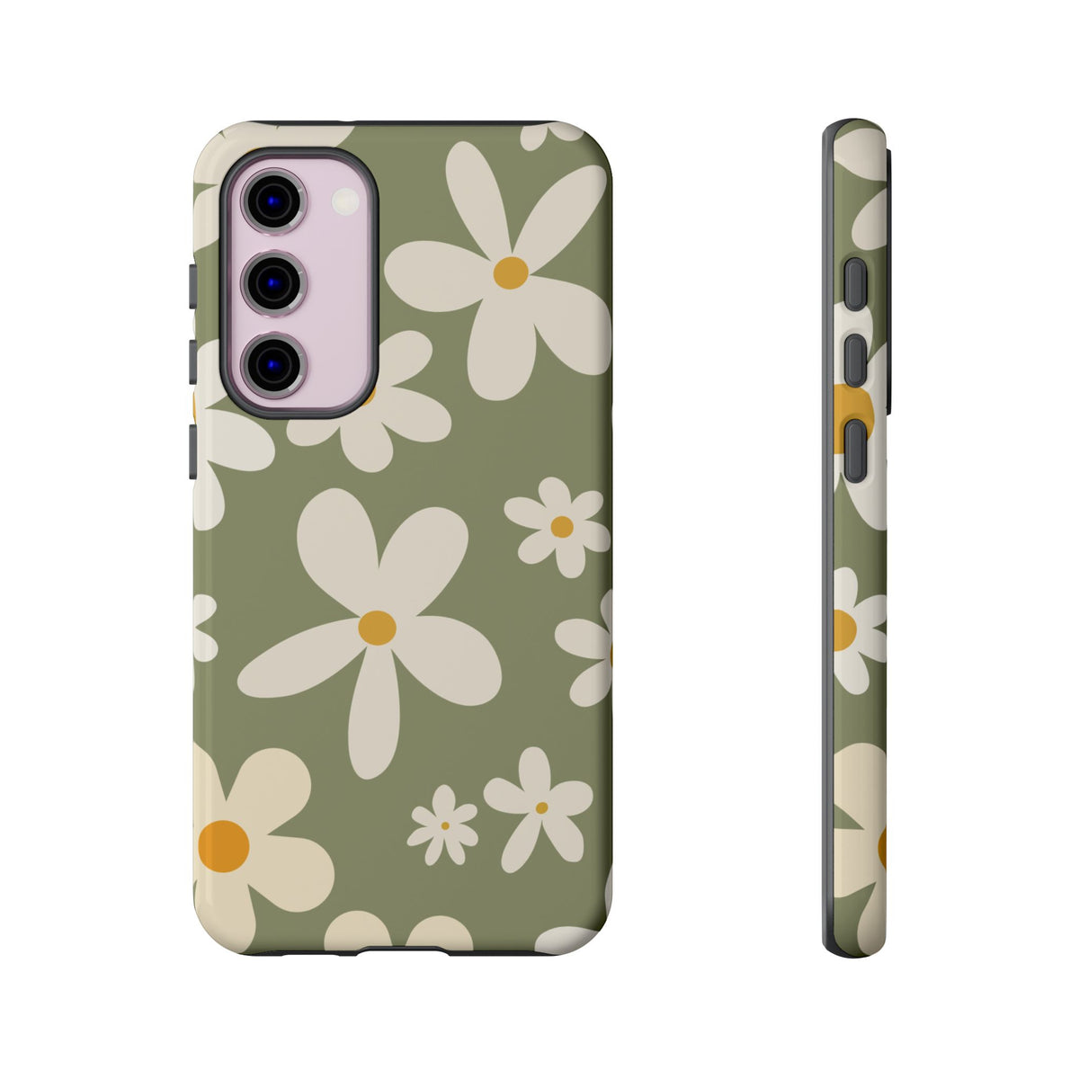Chic Green Daisy Pattern Phone Case - Green Phone Case - Samsung Galaxy S23 Plus / Glossy