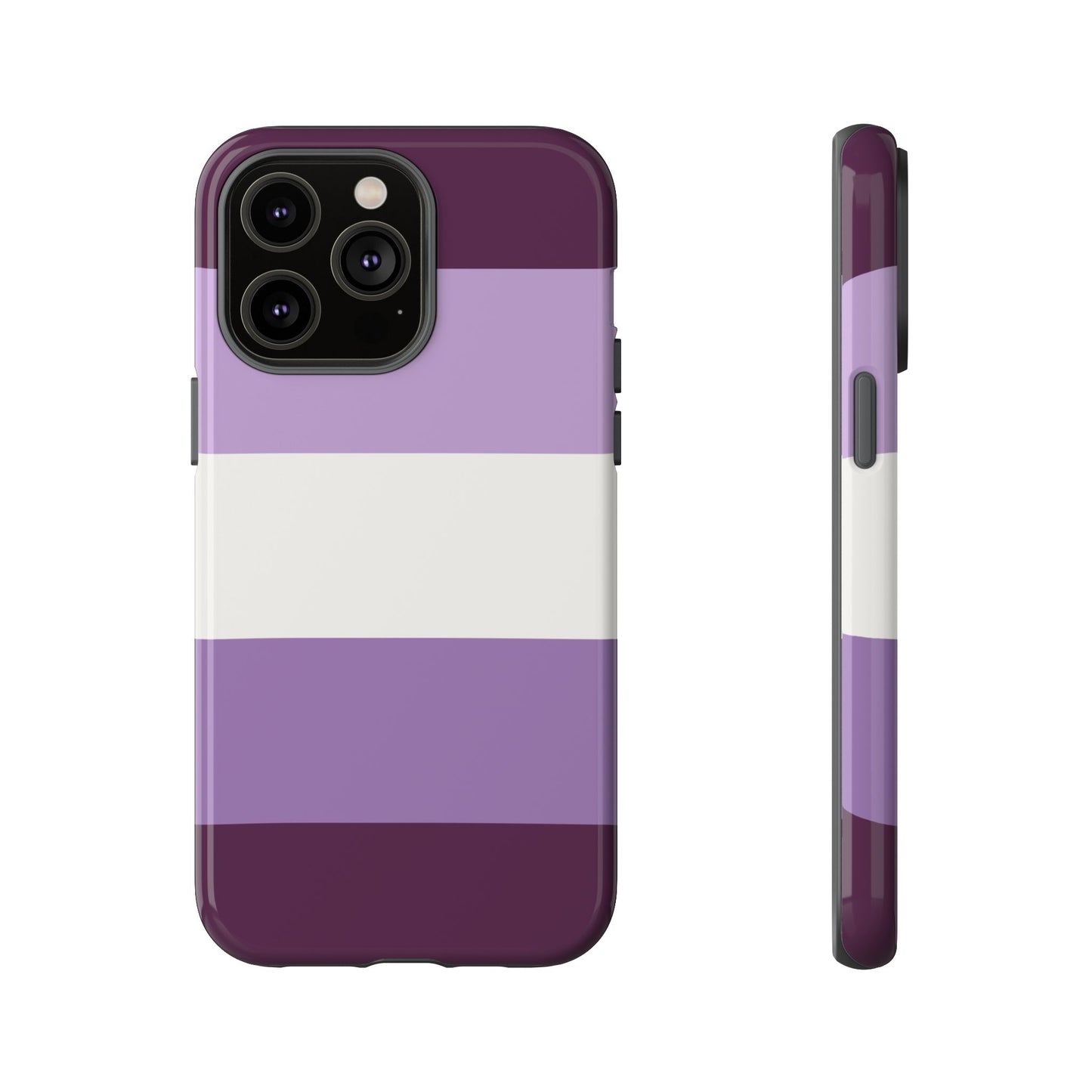 iPhone 14 Pro Max / Glossy Phone Case - Purple Stripe Pattern Phone Case