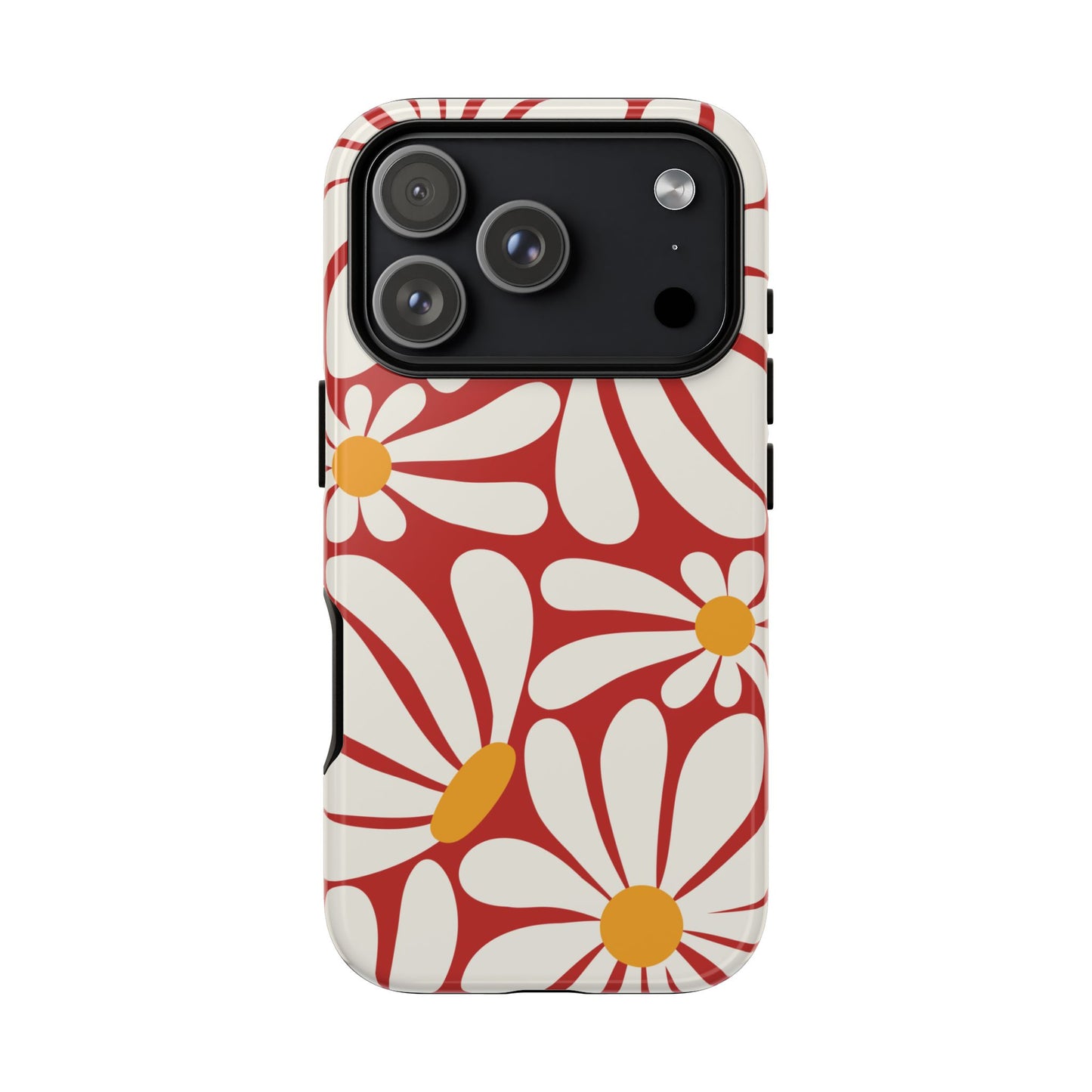 Retro Red Daisy Pattern Phone Case - Red Phone Case