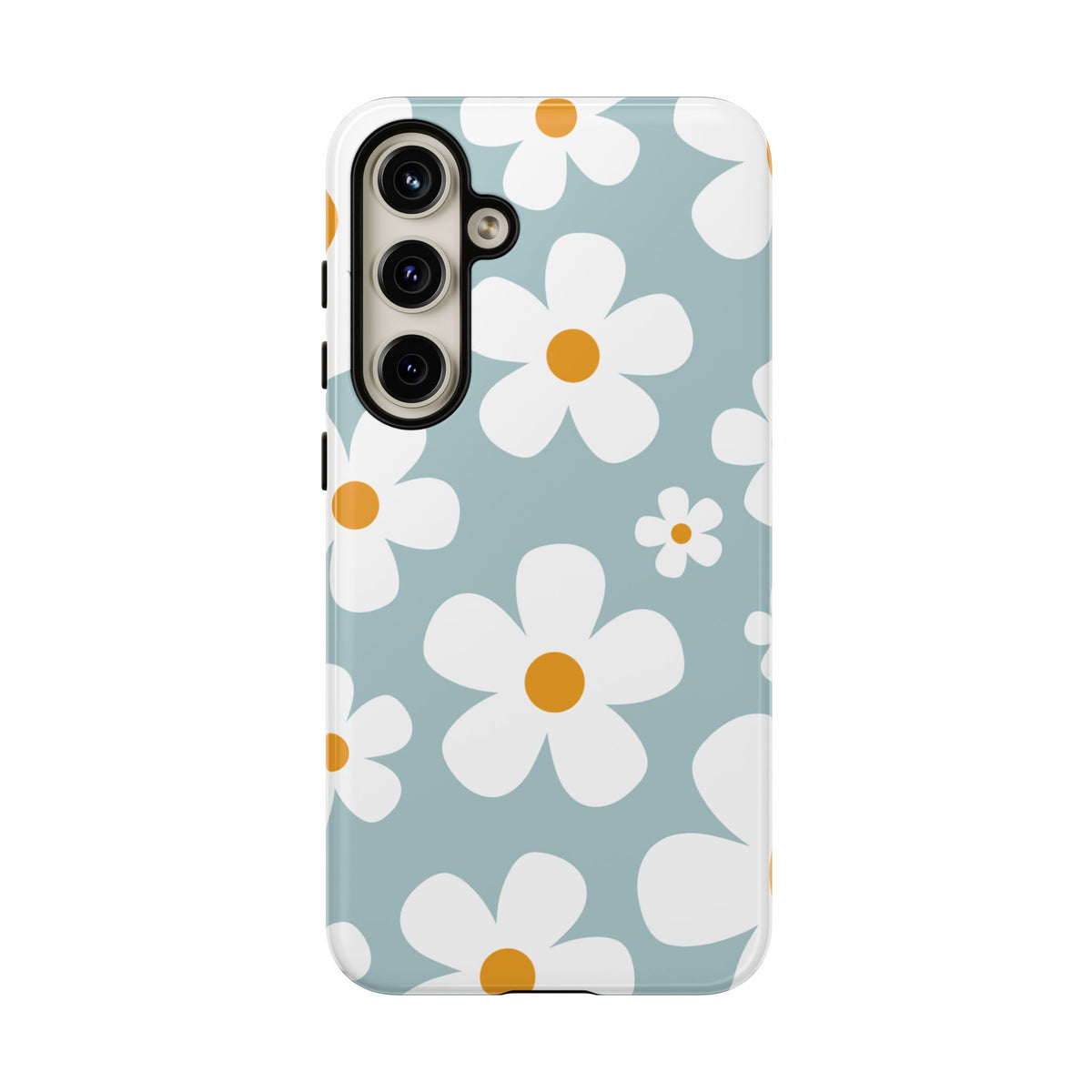 Cute Blue Daisy Pattern Phone Case - Blue Phone Case - Samsung Galaxy S24 Plus / Glossy