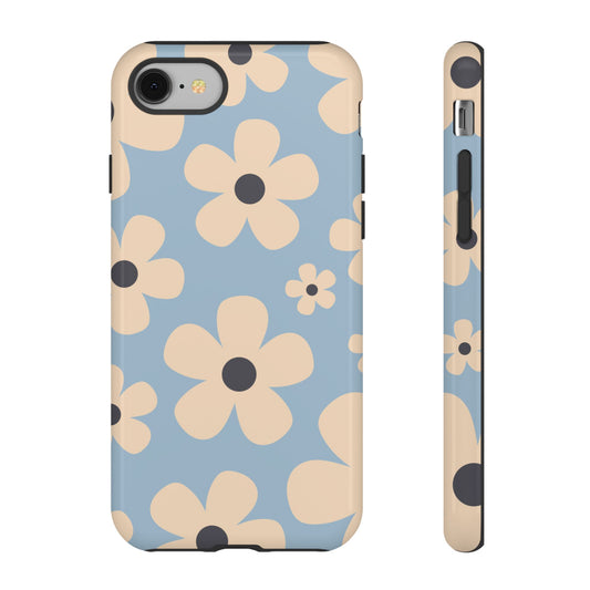 Cute Light Blue & Cream Daisy Pattern Phone Case - Blue Phone Case - iPhone 8 / Glossy