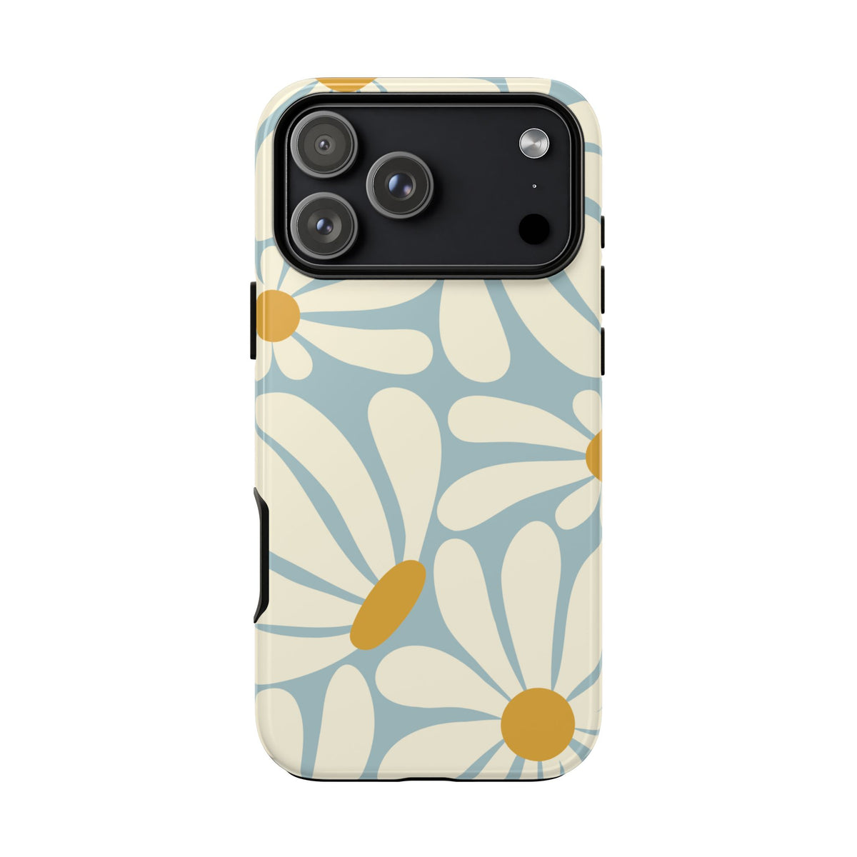 Retro Light Blue Daisy Pattern Phone Case - Blue Phone Case - iPhone 17 Pro Max / Glossy