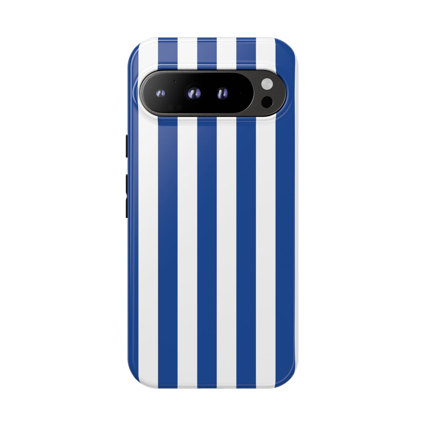 Google Pixel 9 Pro XL / Glossy Phone Case - Simple Blue & White Stripe Pattern Phone Case