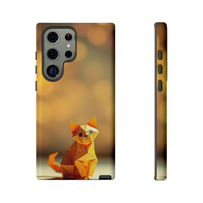 Samsung Galaxy S23 Ultra / Glossy Phone Case - Origami Cat Design Phone Case