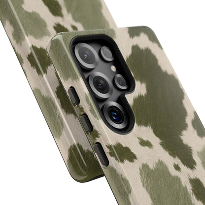 Stylish Olive Green Cow Print Phone Case