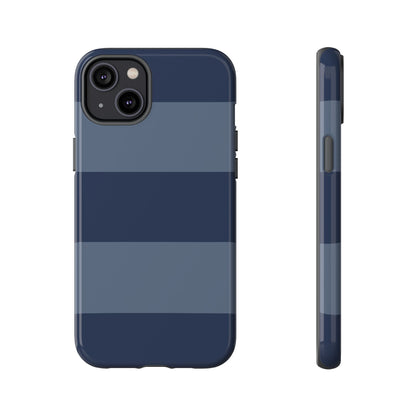 Dark Blue Horizontal Stripe Pattern Phone Case - Blue Phone Case - iPhone 14 Plus / Glossy