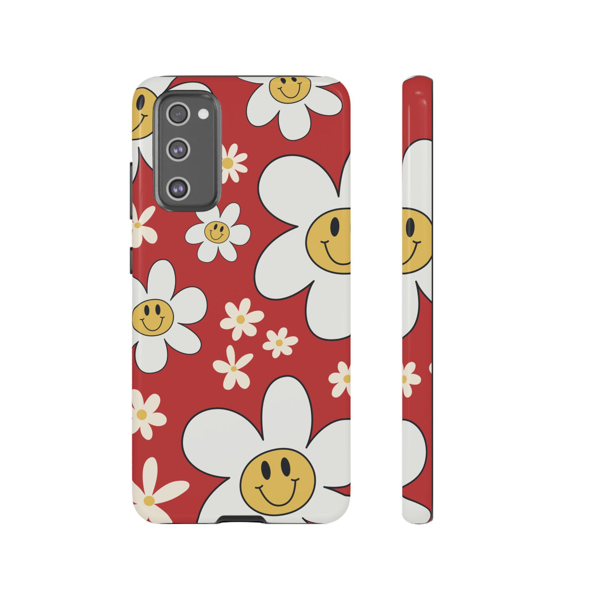 Fun Retro Daisy Pattern with Red Background Phone Case - Red Phone Case - Samsung Galaxy S20 FE / Glossy