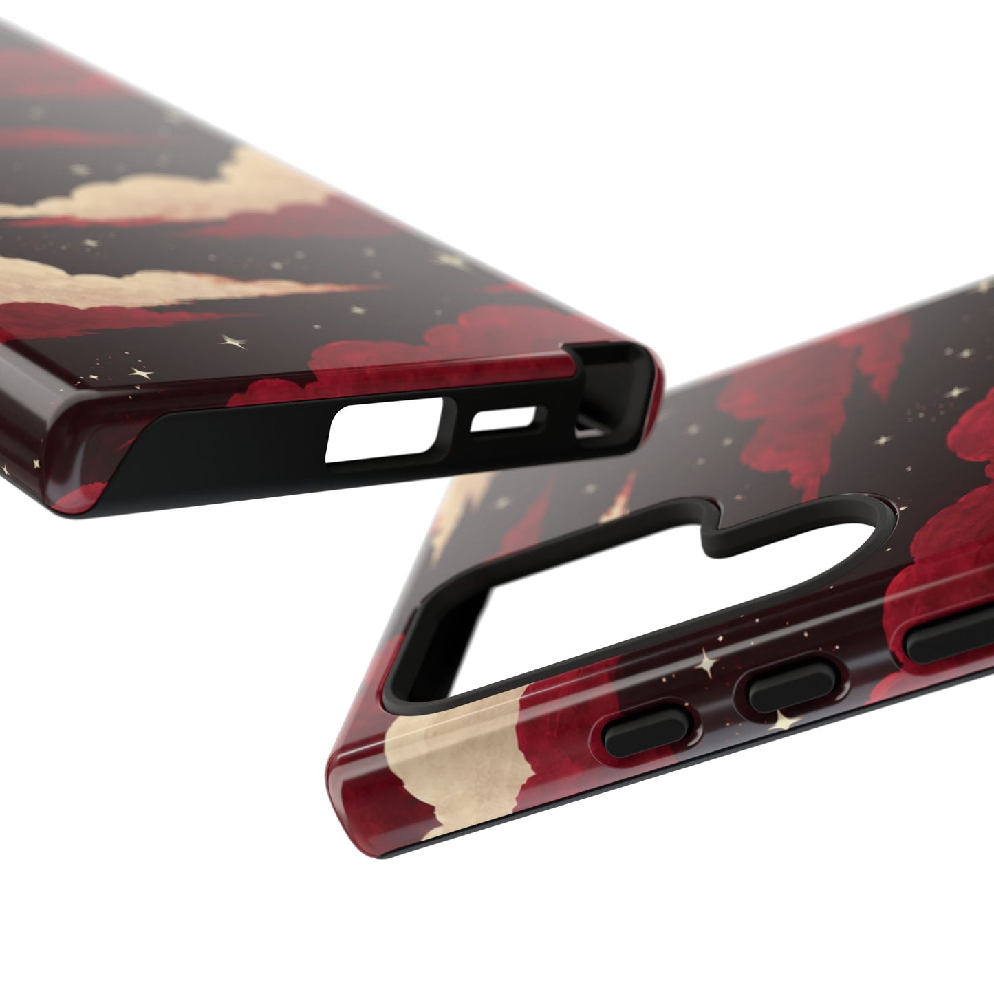 Illustrated Crimson Red Clouds & Stars Phone Case