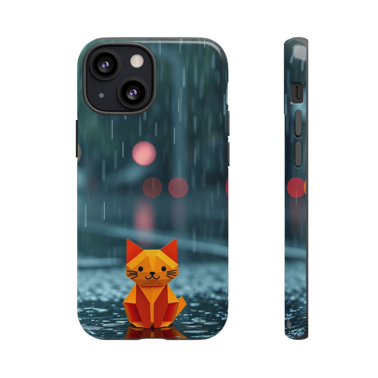 iPhone 13 Mini / Glossy Phone Case - Origami ’Soggy Cat’ Design Phone Case
