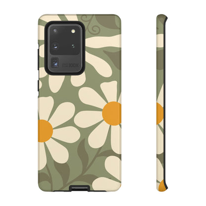 Retro Green Daisy Pattern #2 Phone Case - Green Phone Case - Samsung Galaxy S20 Ultra / Glossy