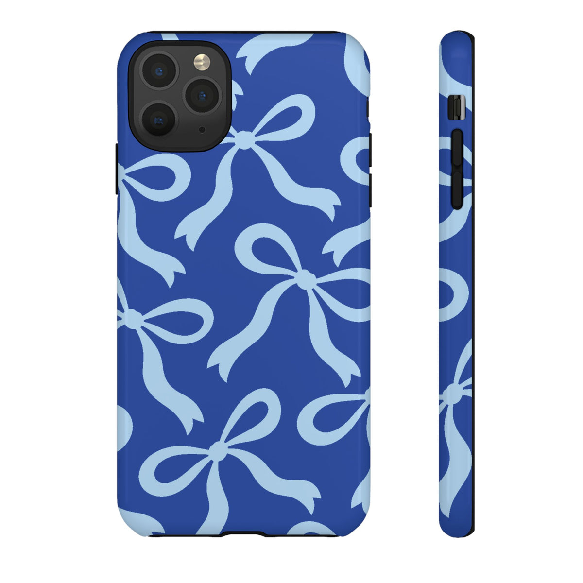 Bold Cobalt Blue and Powder Blue Bow Pattern Phone Case - Blue Phone Case - iPhone 11 Pro Max / Glossy