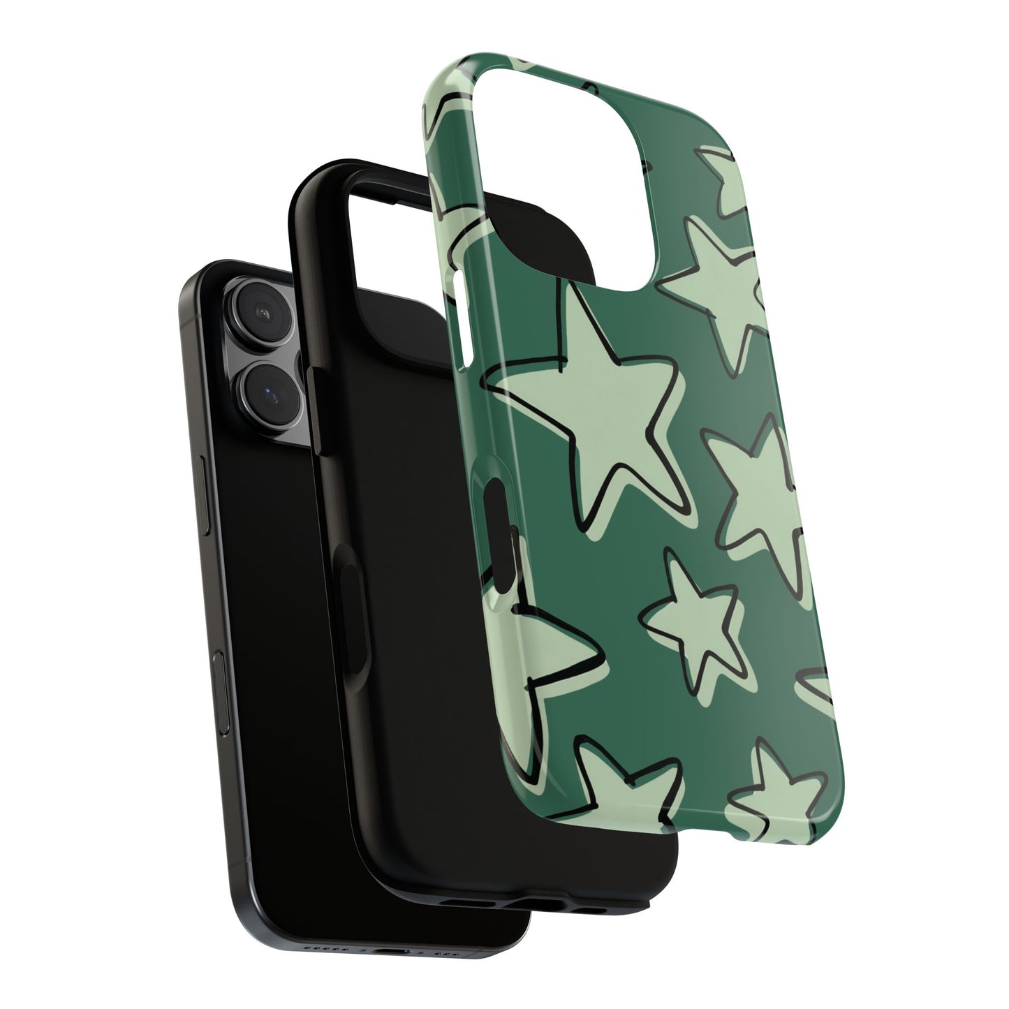 Forest Green Doodle Star Phone Case