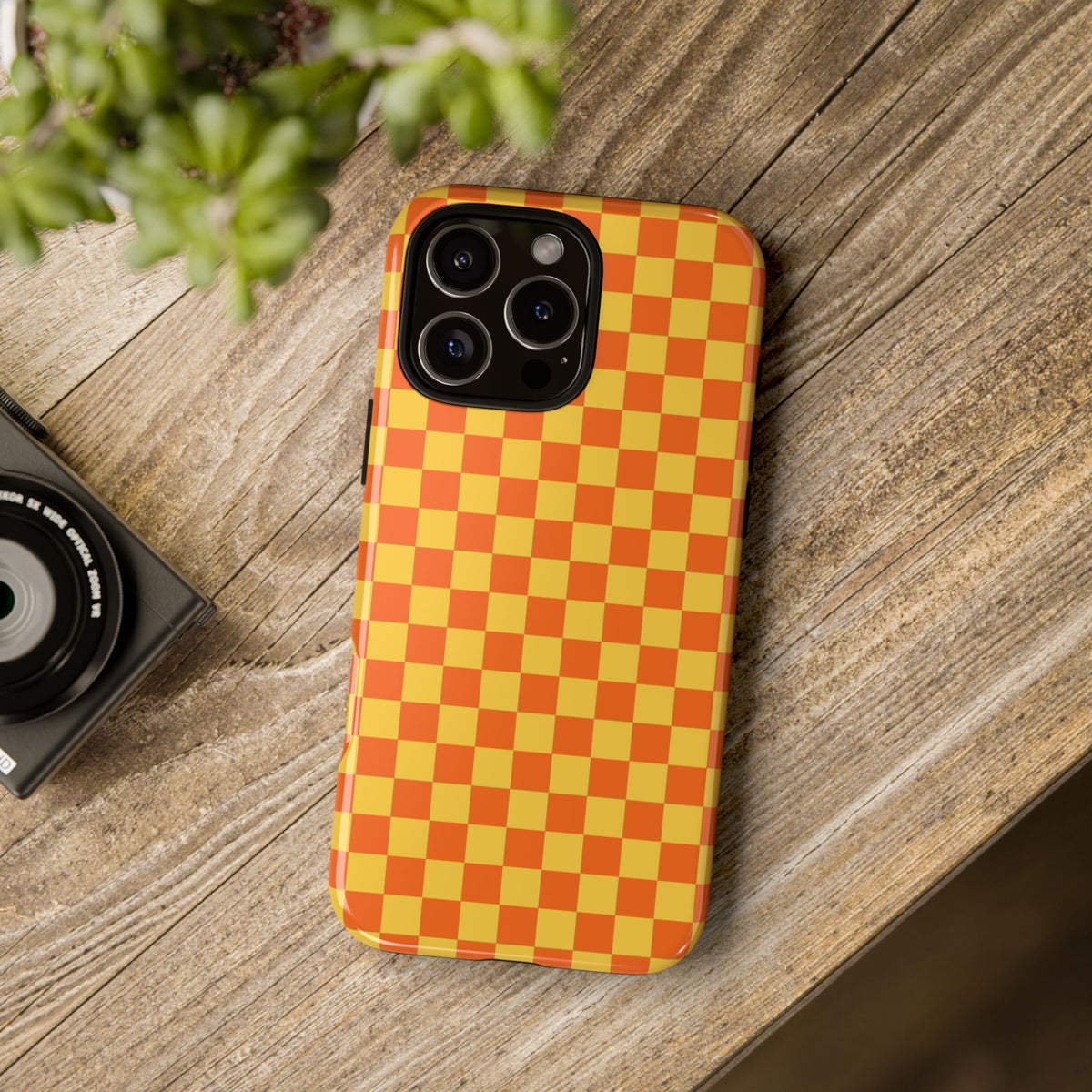 Trendy Orange & Yellow Small Checked Pattern Phone Case - Yellow Phone Case