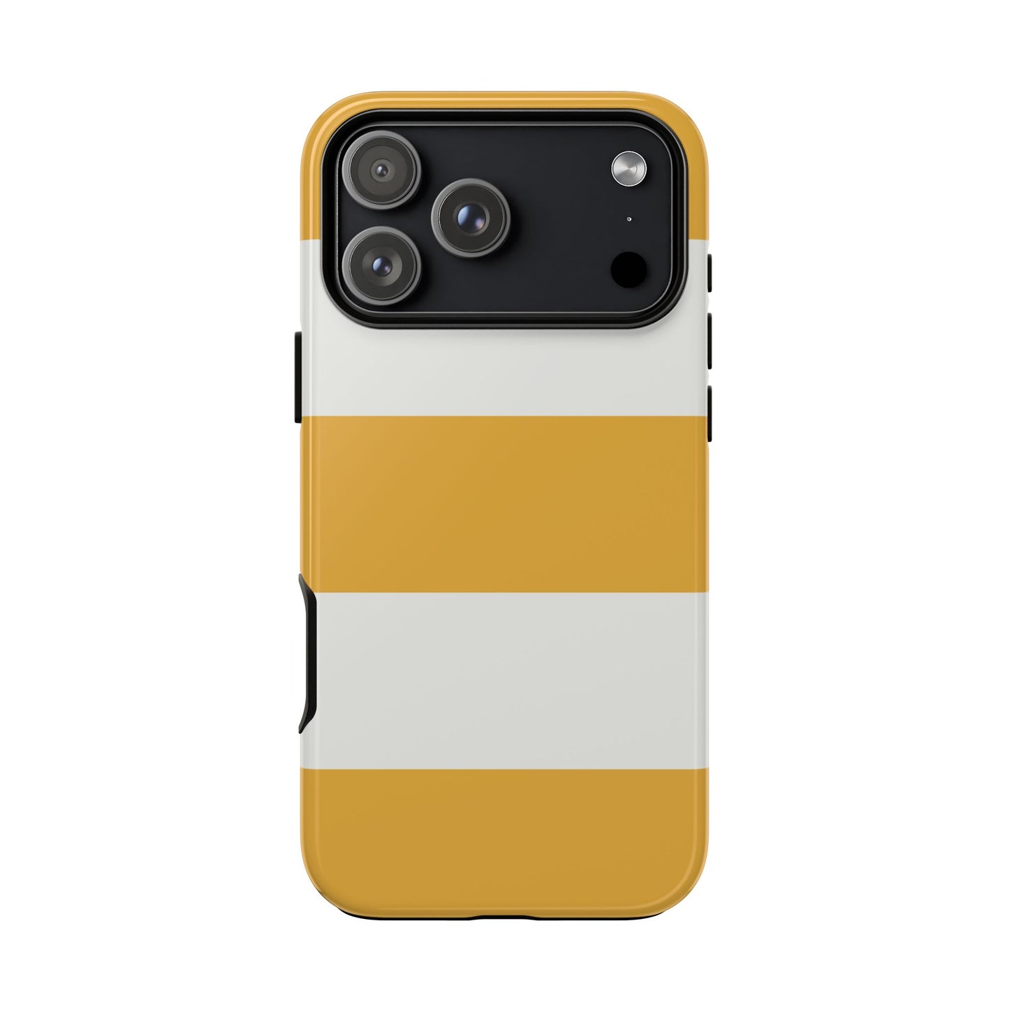 iPhone 17 Pro Max / Glossy Phone Case - Yellow & White Horizontal Stripe Pattern Phone Case