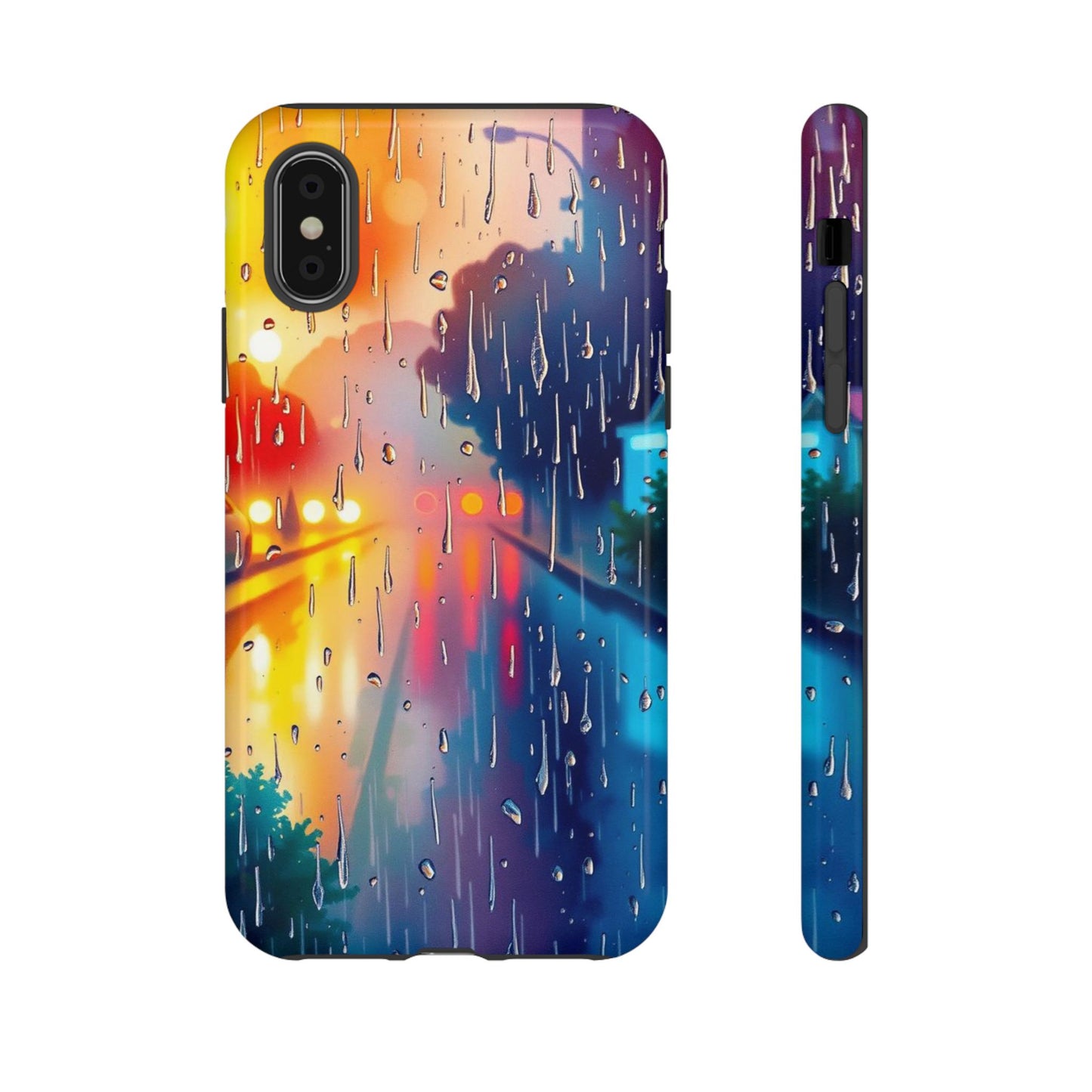 iPhone X / Glossy Phone Case - Electric Rain Watercolour Design Phone Case