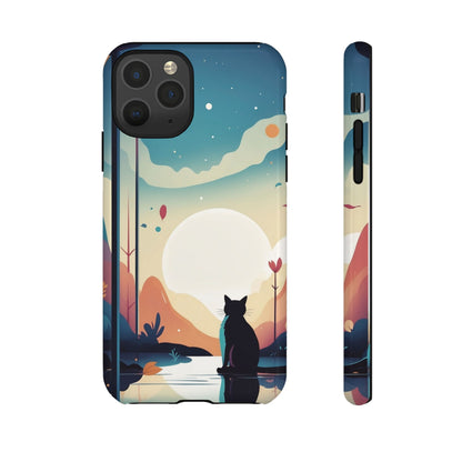 Stylised Cat & Moon Design Phone Case - Multicolor Phone Case - iPhone 11 Pro / Glossy