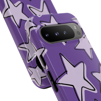 Violet Purple Doodle Star Phone Case