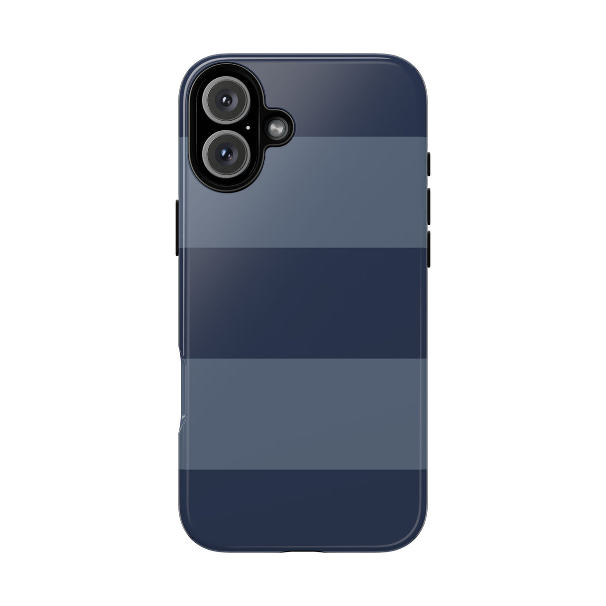 Dark Blue Horizontal Stripe Pattern Phone Case - Blue Phone Case - iPhone 16 Plus / Glossy