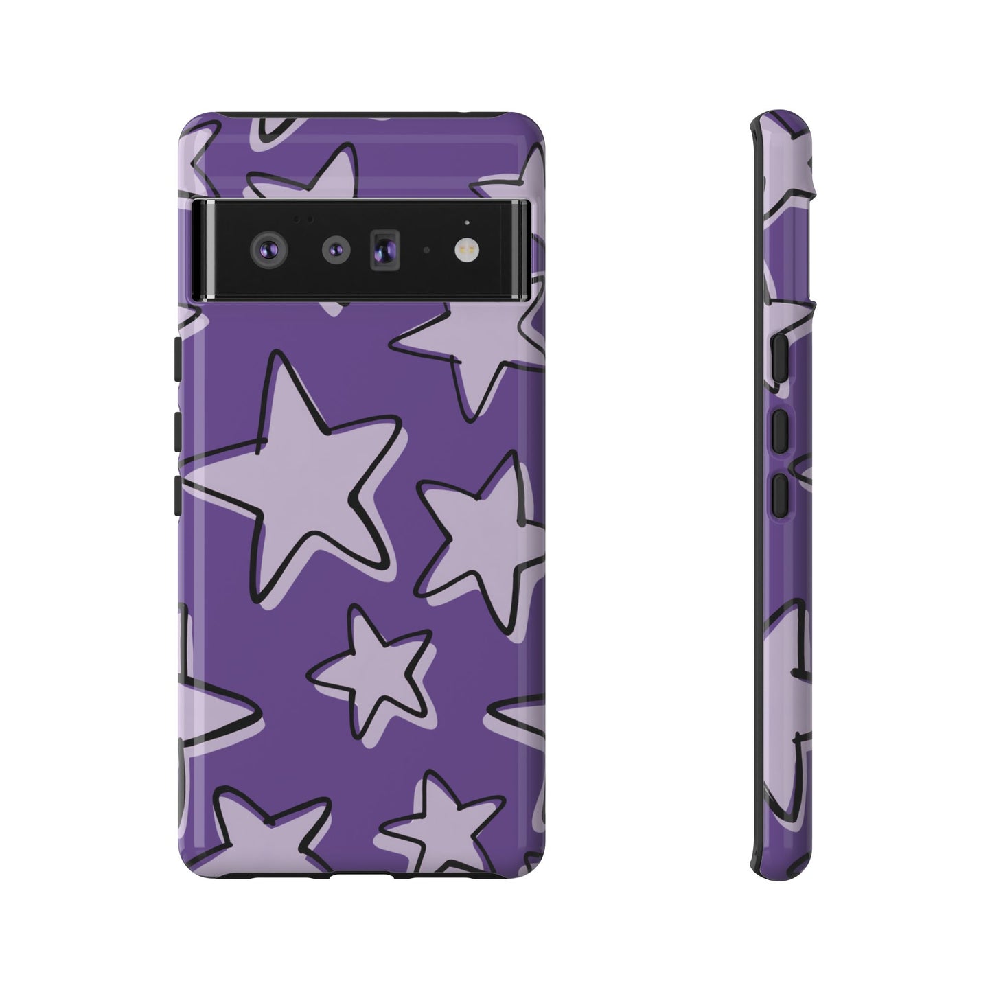 Violet Purple Doodle Star Phone Case