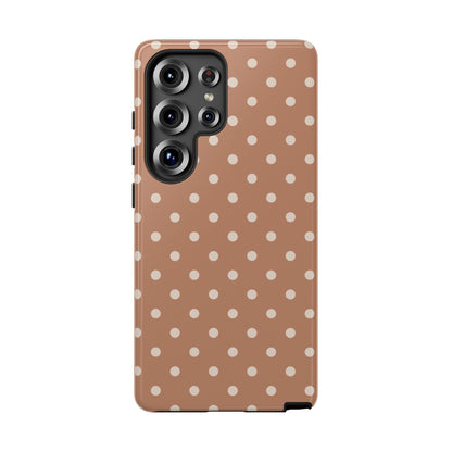 Samsung Galaxy S25 Ultra / Glossy Phone Case - Brown with White Dot Pattern Phone Case