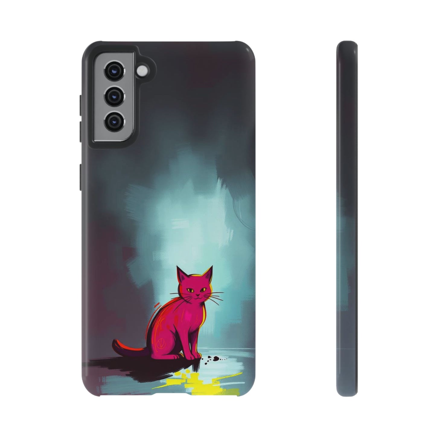 Samsung Galaxy S21 Plus / Glossy Phone Case - Pop Art Moody Cat Design Phone Case