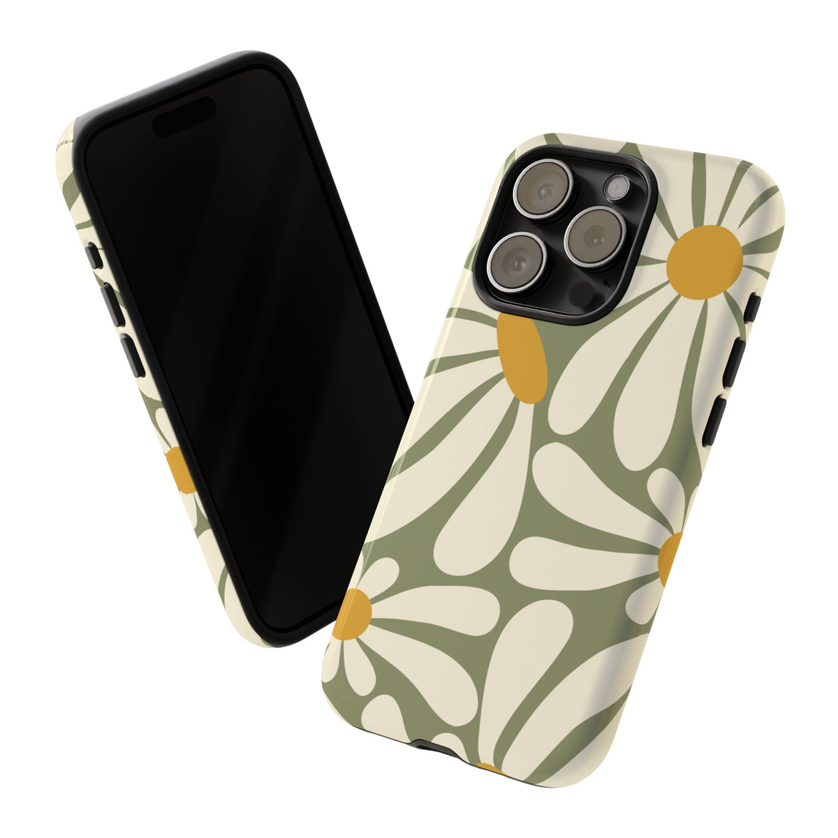 Retro Green Daisy Pattern #1 Phone Case - Green Phone Case