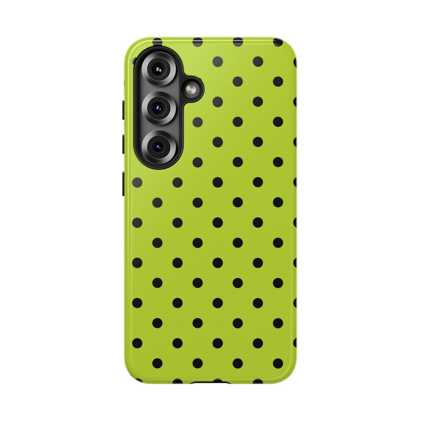 Trendy Neon Lime Green & Black Dot Pattern Phone Case