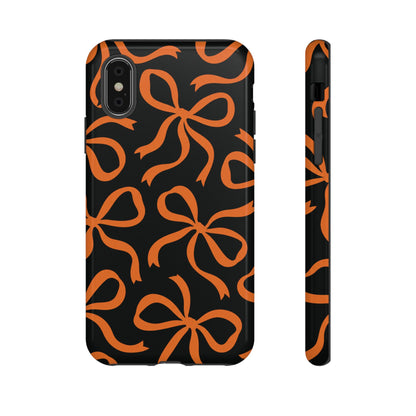 Bold Black and Burnt Orange Bow Pattern Phone Case