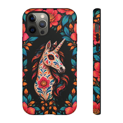 Elegant Pink and Turquoise Calavera Unicorn Phone Case - Phone Case - iPhone 12 Pro / Glossy