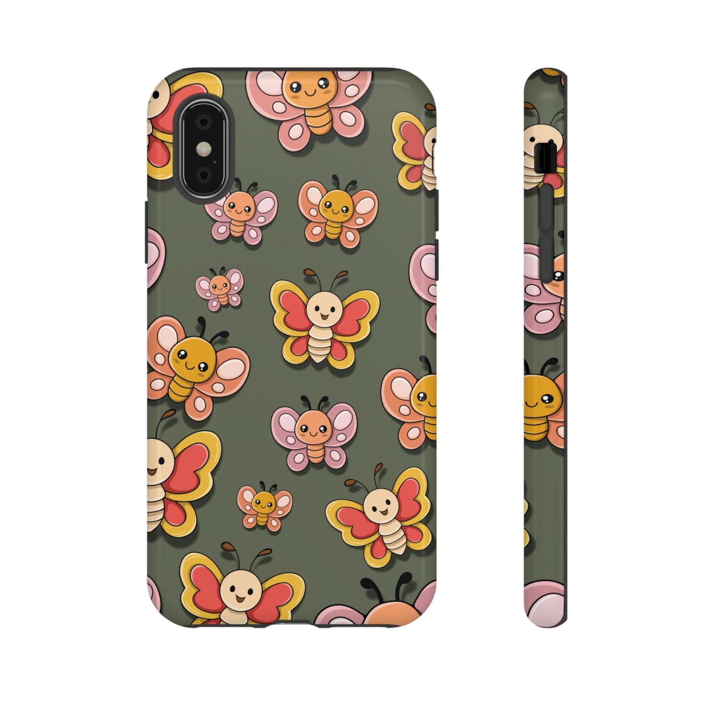 iPhone X / Glossy Phone Case - Green Butterfly Sticker Design Phone Case