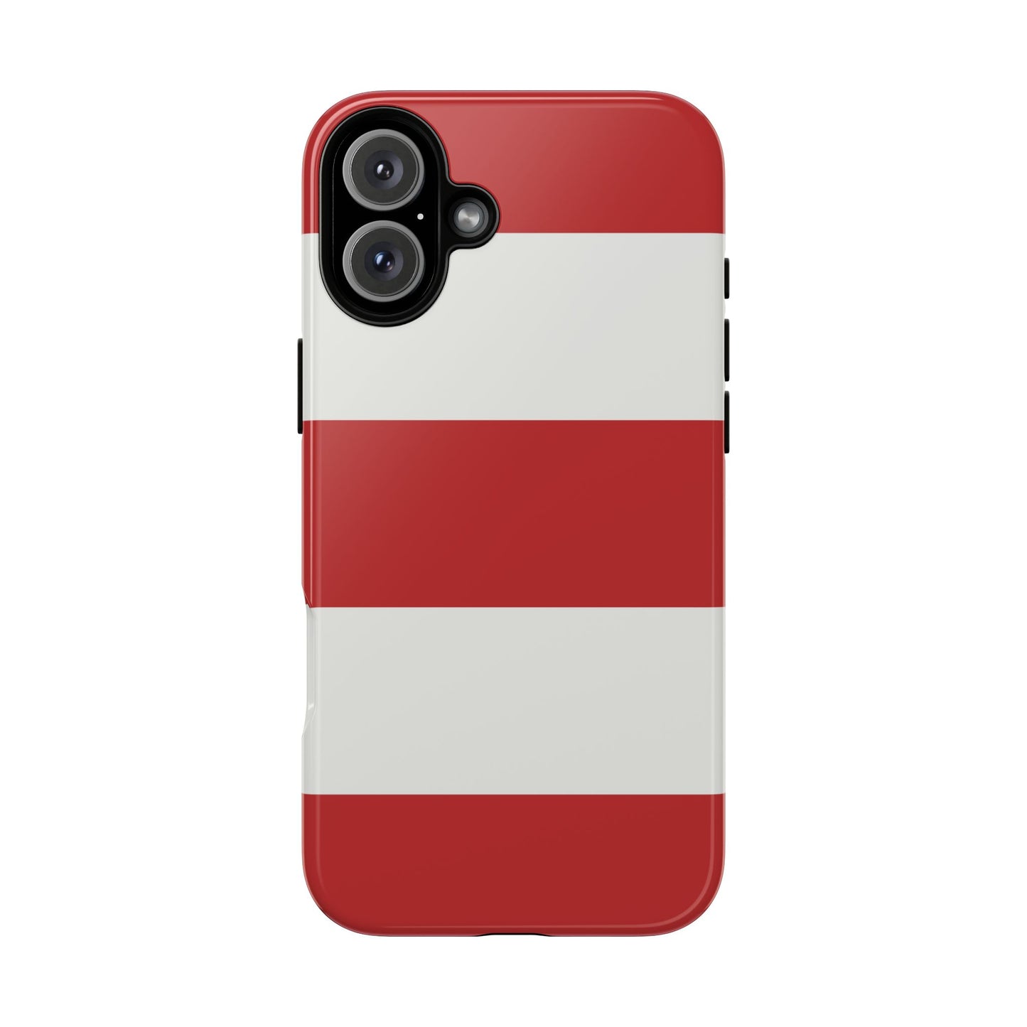 iPhone 16 Plus / Glossy Phone Case - Red & White Horizontal Stripe Pattern Phone Case