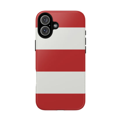 iPhone 16 Plus / Glossy Phone Case - Red & White Horizontal Stripe Pattern Phone Case