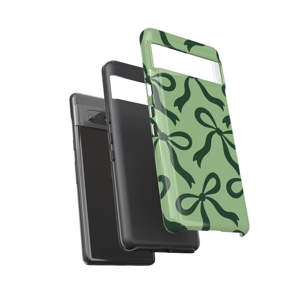 Bold Sage Green and Forest Green Bow Pattern Phone Case - Green Phone Case