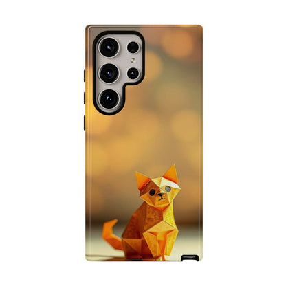 Samsung Galaxy S24 Ultra / Glossy Phone Case - Origami Cat Design Phone Case