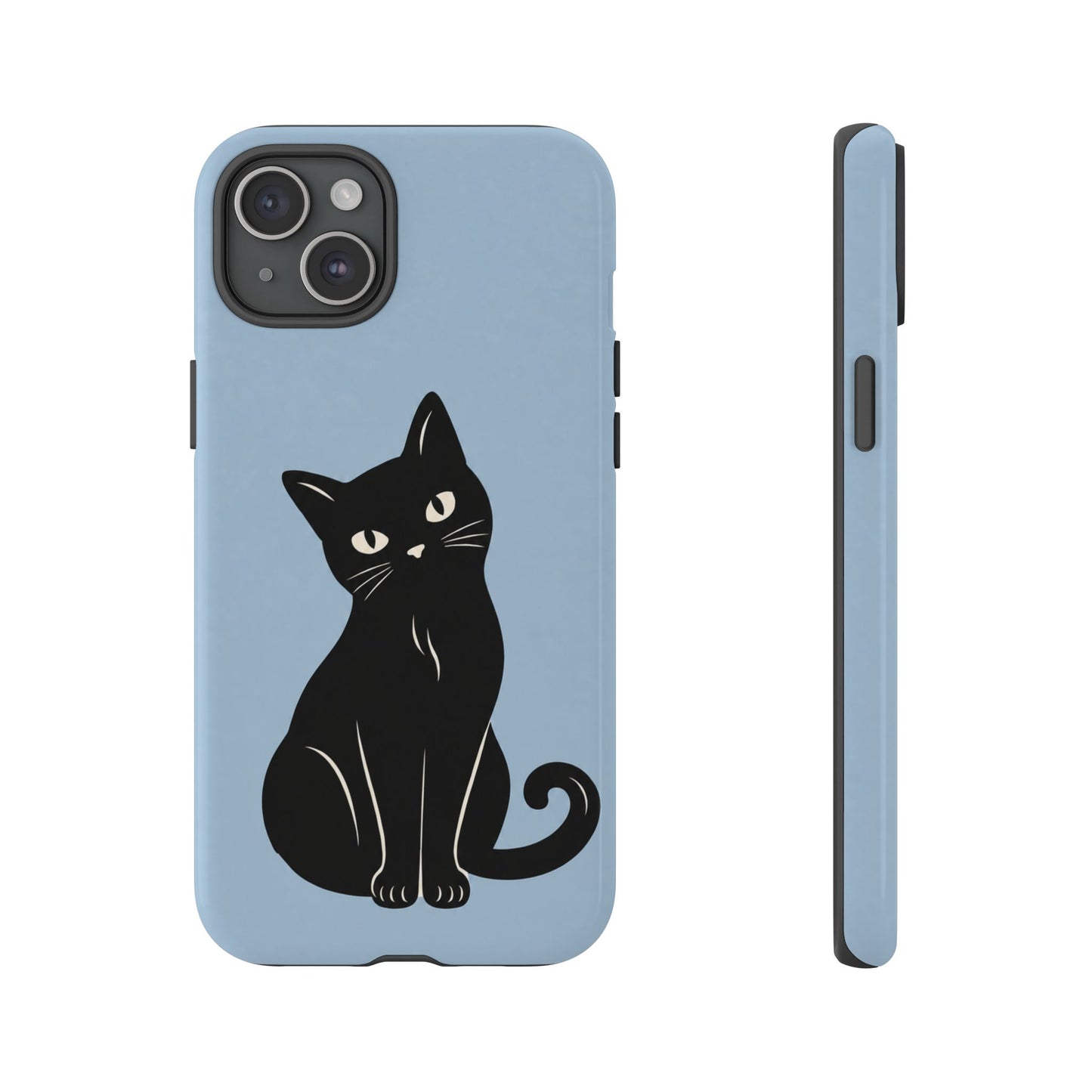 Minimalist Powder Blue & Black Cat Phone Case