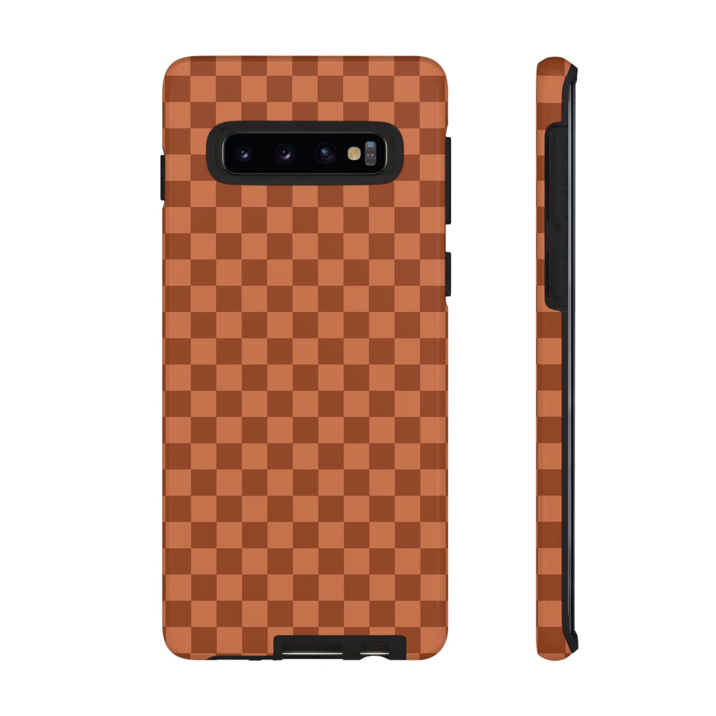 Samsung Galaxy S10 / Glossy Phone Case - ’Bold Brown Checkered Pattern’ Phone Case