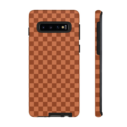 Samsung Galaxy S10 / Glossy Phone Case - ’Bold Brown Checkered Pattern’ Phone Case