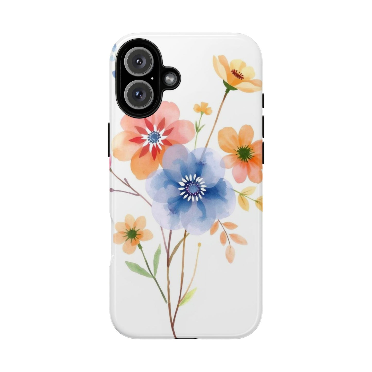iPhone 16 Plus / Glossy Phone Case - Boho Chic Watercolour Bouquet Pattern Phone Case