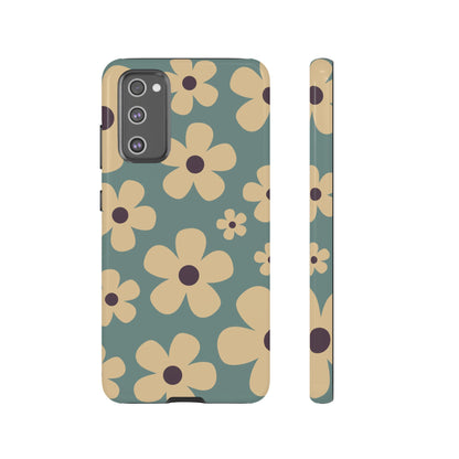 Samsung Galaxy S20 FE / Glossy Phone Case - Cute Blue & Cream Daisy Pattern Phone Case