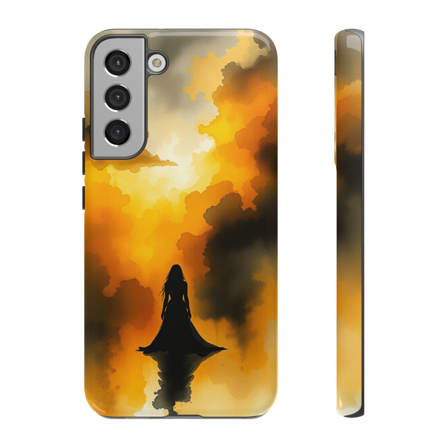 Samsung Galaxy S22 Plus / Glossy Phone Case - Watercolour Gothic Woman in Black Phone Case