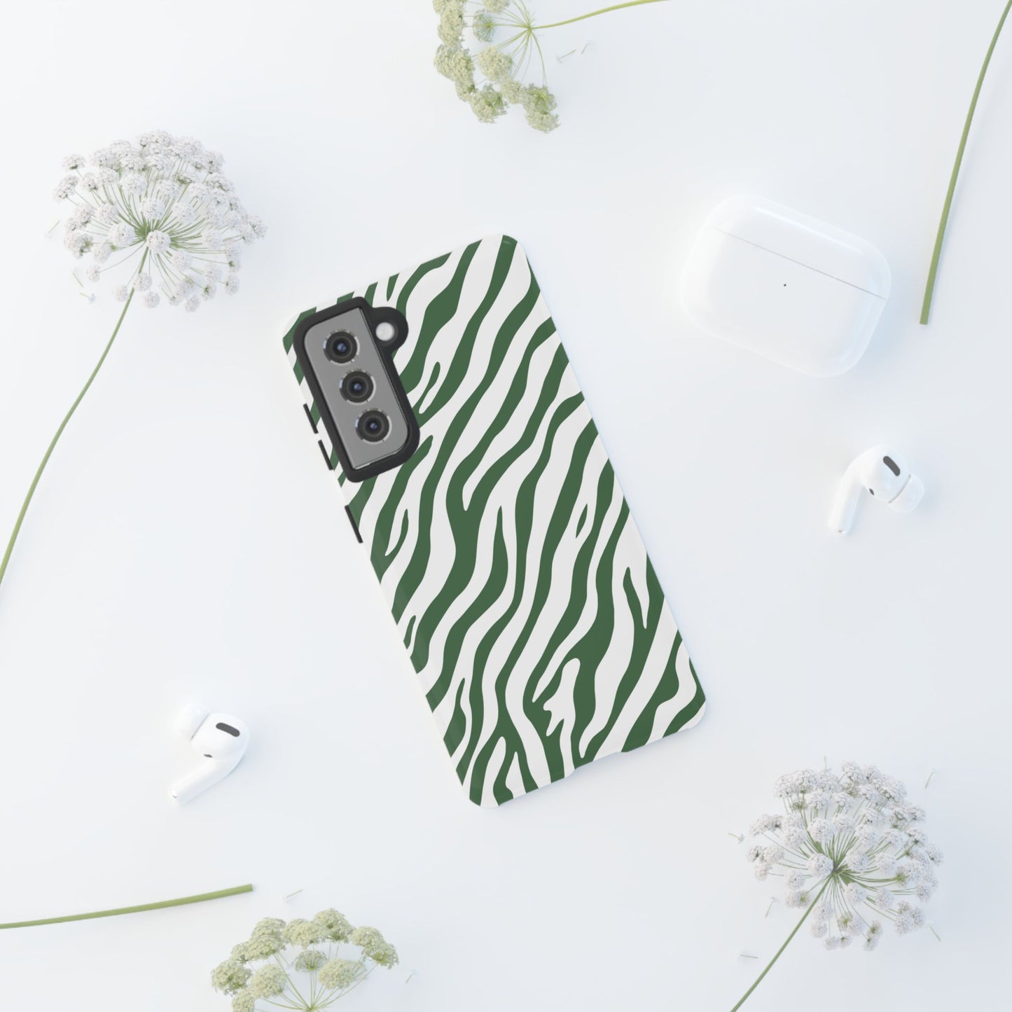 Stylish Sage Zebra Print Phone Case