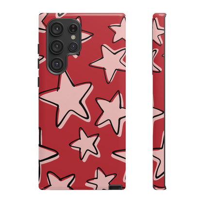 Cherry Red Doodle Star Phone Case